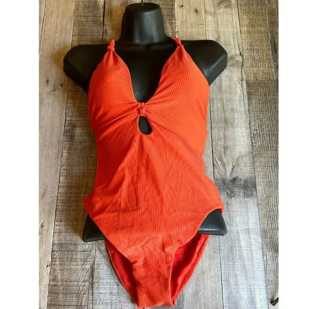 Bar III Like It Or Knot One-Piece Swimsuit | Size XS | Burnt Orange - Picture 4 of 15